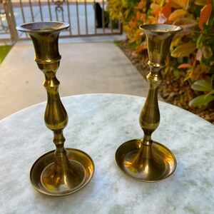 Solid Brass Candle Stick Holders- Made In India - Vintage Brass